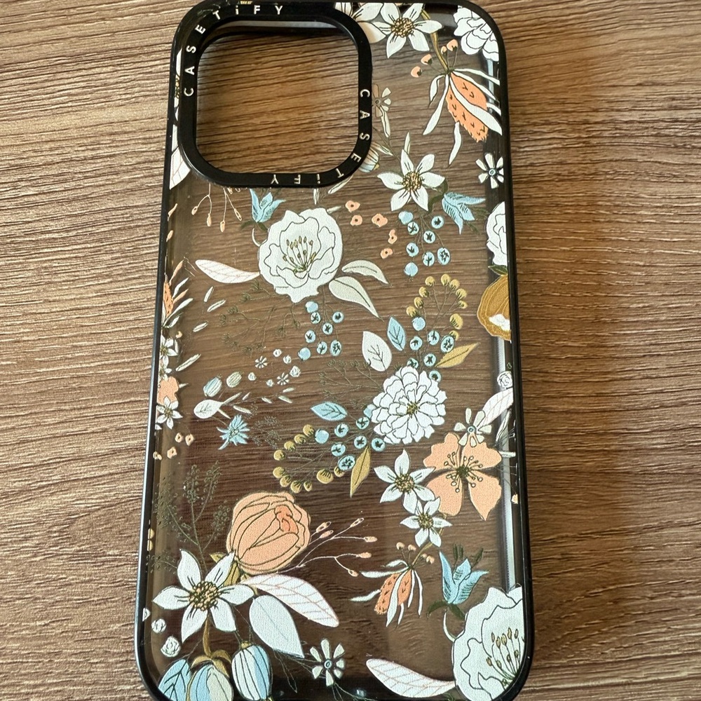 Casetify Black iPhone Case Floral Design